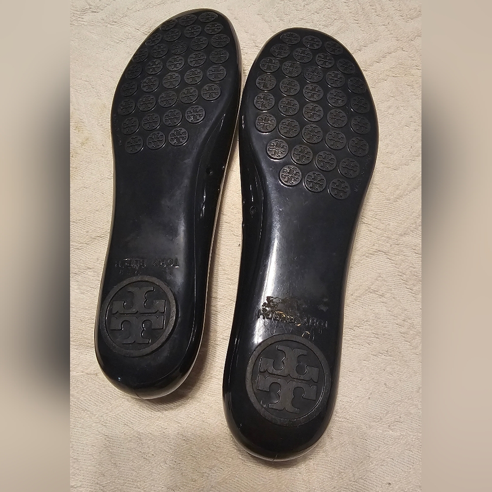 Tory Burch Navy Blue Jelly Flats with Bow GUC - Picture 12 of 14